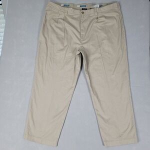 Harbor Bay Chino Pants Men's Size 50x30 Khaki Pleated Comfort Waistband NEW